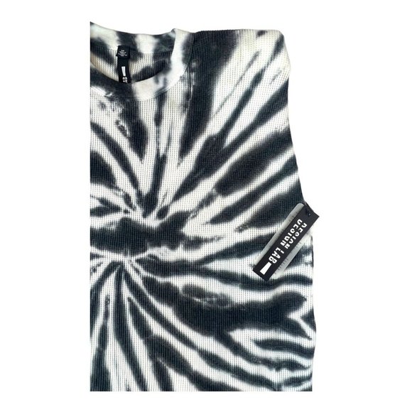 Design Lab Women's Black/White Tie Dye A-line Waffle Sleeveless Top- Multi Sizes - Picture 4 of 4